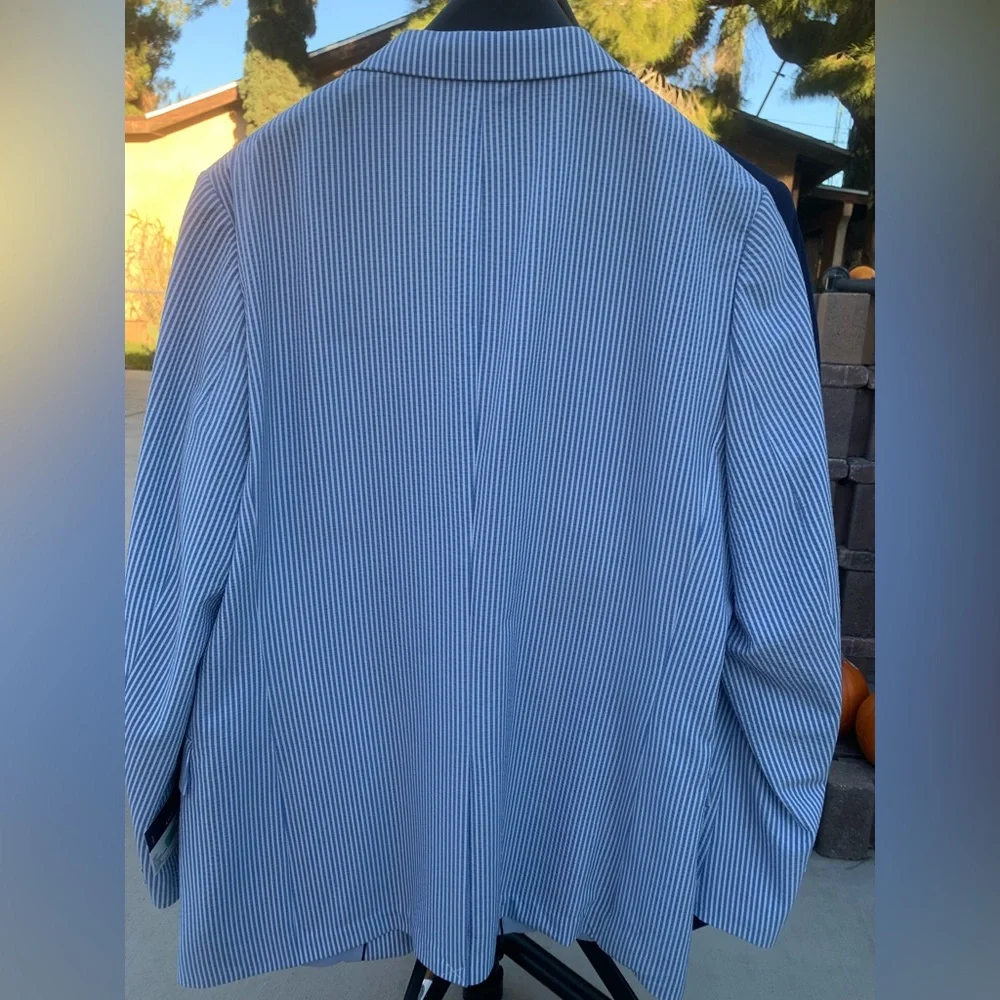 Stafford Blue and White Seersucker Sport Coat Blazer
